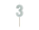 Szülinapi számgyertya "3" pasztell menta 6 cm