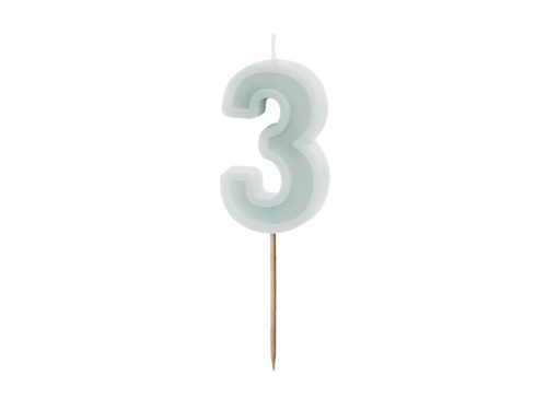 Szülinapi számgyertya "3" pasztell menta 6 cm