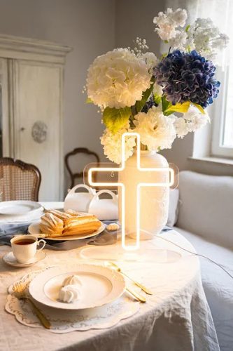 LED Neon Keresztelőre – Fehér Fény, 41 x 30 cm