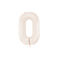   Szám fólia lufi ''0'' 86 cm világos bézs