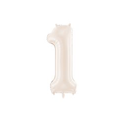   Szám fólia lufi ''1'' 86 cm világos bézs