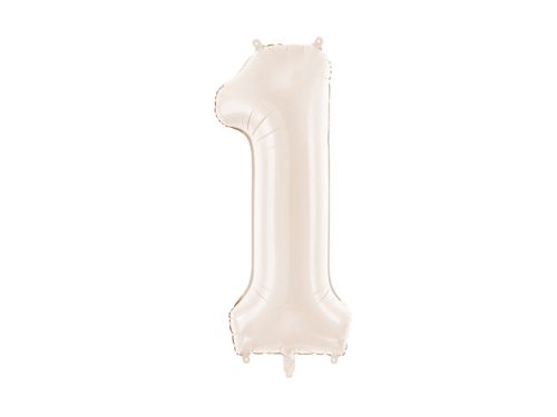 Szám fólia lufi ''1'' 86 cm világos bézs