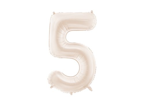 Szám fólia lufi ''5'' 86 cm világos bézs