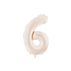   Szám fólia lufi ''6'' 86 cm világos bézs