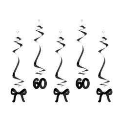   Születésnapi örvények 60. születésnapra masnikkal - fekete (5 db)