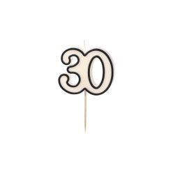 Szülinapi számgyertya "30" fekete és fehér