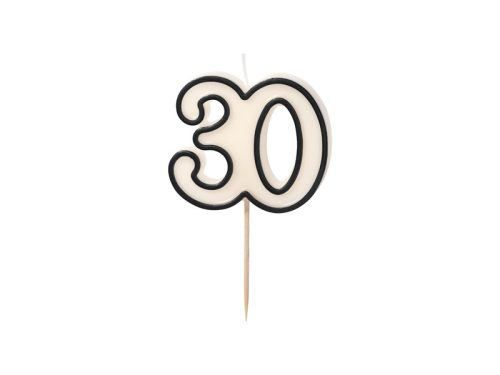 Szülinapi számgyertya "30" fekete és fehér