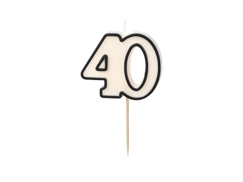 Szülinapi számgyertya "40" fekete és fehér