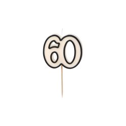 Szülinapi számgyertya "60" fekete és fehér