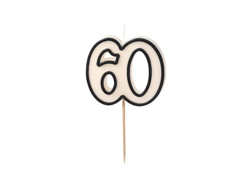 Szülinapi számgyertya "60" fekete és fehér