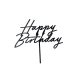Akril tortadísz "Happy Birthday" felirattal – fekete