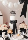 Akril tortadísz "Happy Birthday" felirattal – fekete