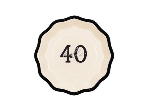 Papírtányér 40. születésnapra "Happy 40" (6 db)
