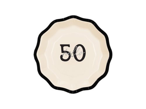 Papírtányér 50. születésnapra "Happy 50" (6 db)