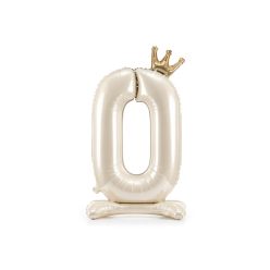   Álló szám fólia lufi ''0'' 84cm krémszínű