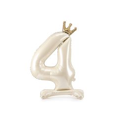   Álló szám fólia lufi ''4'' 84cm krémszínű