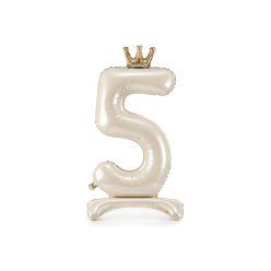   Álló szám fólia lufi ''5'' 84cm krémszínű