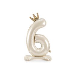   Álló szám fólia lufi ''6'' 84cm krémszínű