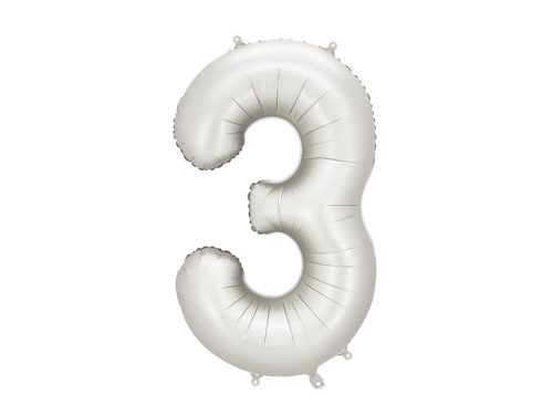 Szám fólia lufi ''3'' 86cm ezüst
