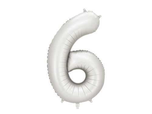 Szám fólia lufi ''6'' 86cm ezüst