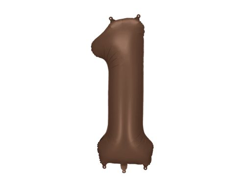 Szám fólia lufi ''1'' 86cm kávébarna