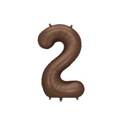 Szám fólia lufi ''2'' 86cm kávébarna