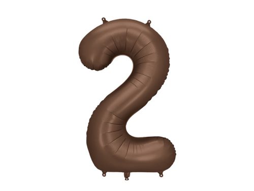 Szám fólia lufi ''2'' 86cm kávébarna