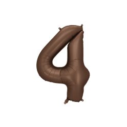 Szám fólia lufi ''4'' 86cm kávébarna