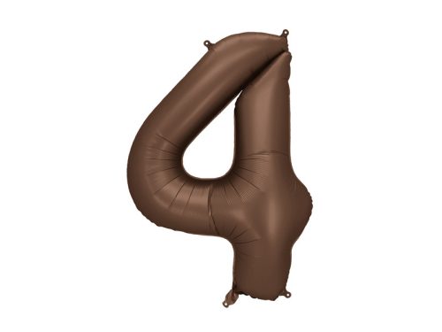 Szám fólia lufi ''4'' 86cm kávébarna