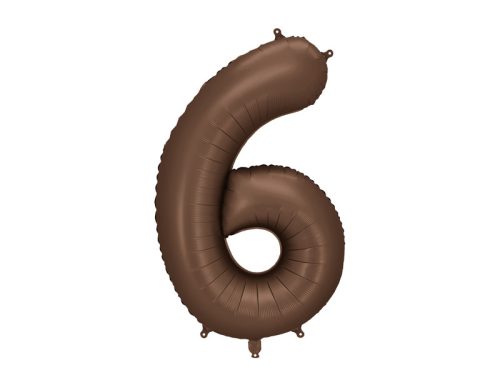 Szám fólia lufi ''6'' 86 cm kávébarna