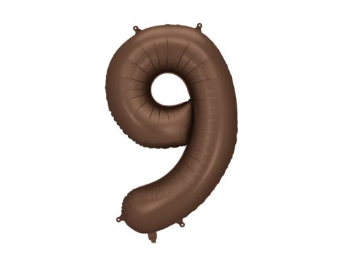 Szám fólia lufi ''9'' 86 cm kávébarna