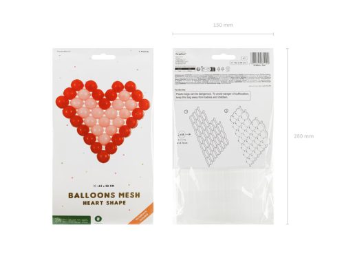 Szív alakú lufiháló – áttetsző műanyag