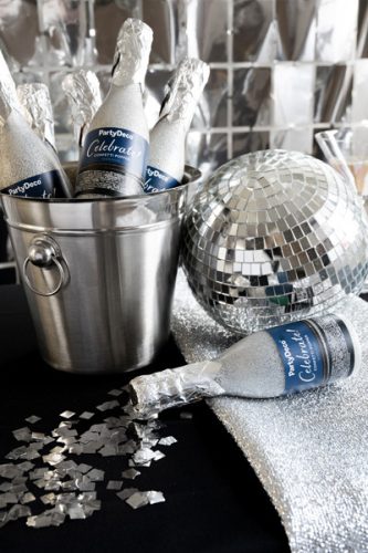 Pezsgősüveg konfetti ágyú – Ezüst