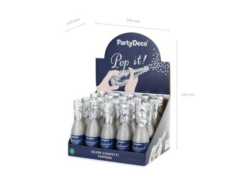 Pezsgősüveg konfetti ágyú – Ezüst