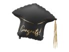 Fólia lufi – "Congrats!" diplomakalap, fekete-arany
