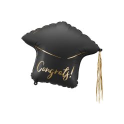   Fólia lufi – "Congrats!" diplomakalap, fekete-arany