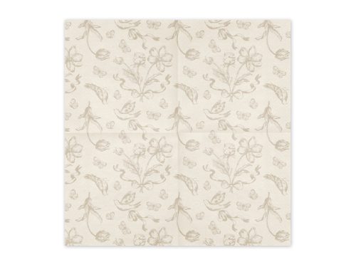 Virágmintás Papírszalvéta – bézs (12 db)