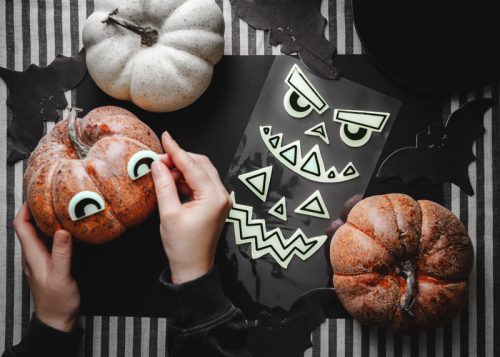 Sötétben világító tök matricák - Halloween dekoráció