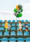 Sportos „Happy Birthday” Fólia Lufi – focilabdás mintával, 35×35 cm