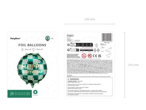 Sportos „Happy Birthday” Fólia Lufi – focilabdás mintával, 35×35 cm