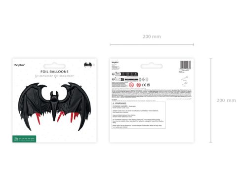Fekete denevér fólia lufi 120x81 cm