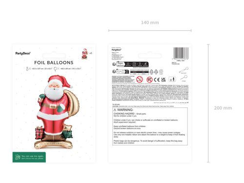 Álló fólia lufi – Mikulás (48,5 × 84 cm)