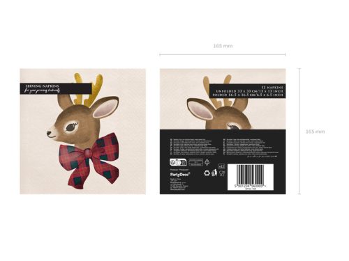 Karácsonyi papírszalvéta – Őzike mintával (12 db)