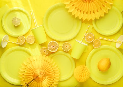 Papír tányér sárga, 18 cm (6 db)