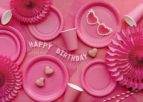 Papír tányér sötét rózsaszín, 23 cm (6 db)