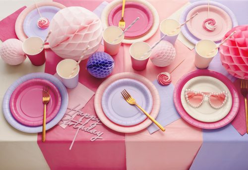 Papír tányér világos rózsaszín, 23 cm (6 db)