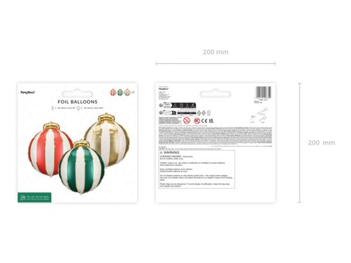 Karácsonyi gömb alakú fólia lufik 42x46cm (3 db)