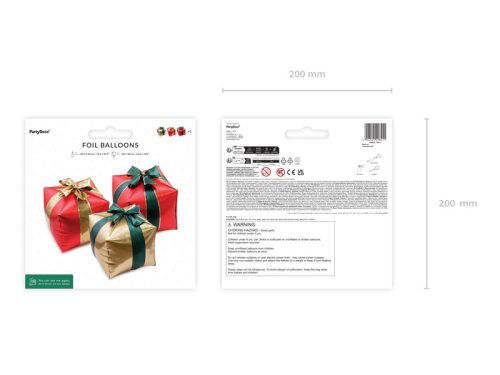 Ajándékdoboz alakú fólia lufik 34 x 36 cm (3 db)