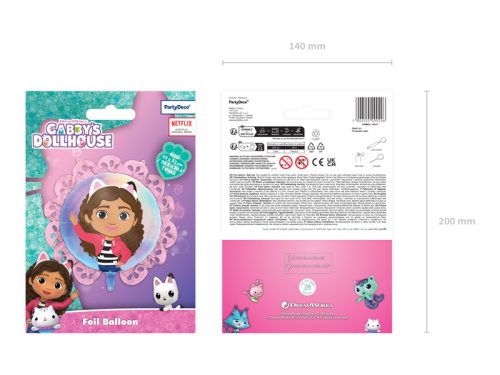 Gabi Babaháza (Gabby’s Dollhouse) rózsaszegélyes fólia lufi 52x52 cm (1 db)