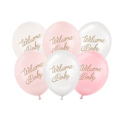   Pasztell lufi szett "Welcome Baby" rózsaszín (6 db)